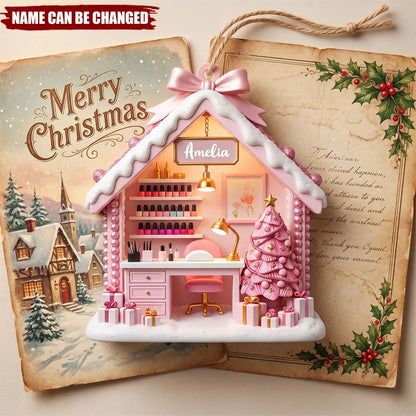 Nail Masterpiece Studio Personalized Wooden Ornament - Custom Christmas Keepsake for Nail Techs
