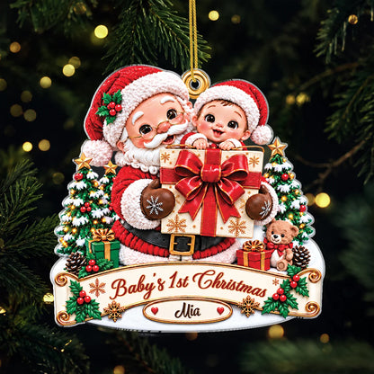 Baby's 1st Christmas Personalized Acrylic Ornament - Keepsake Holiday Gift for Newborn
