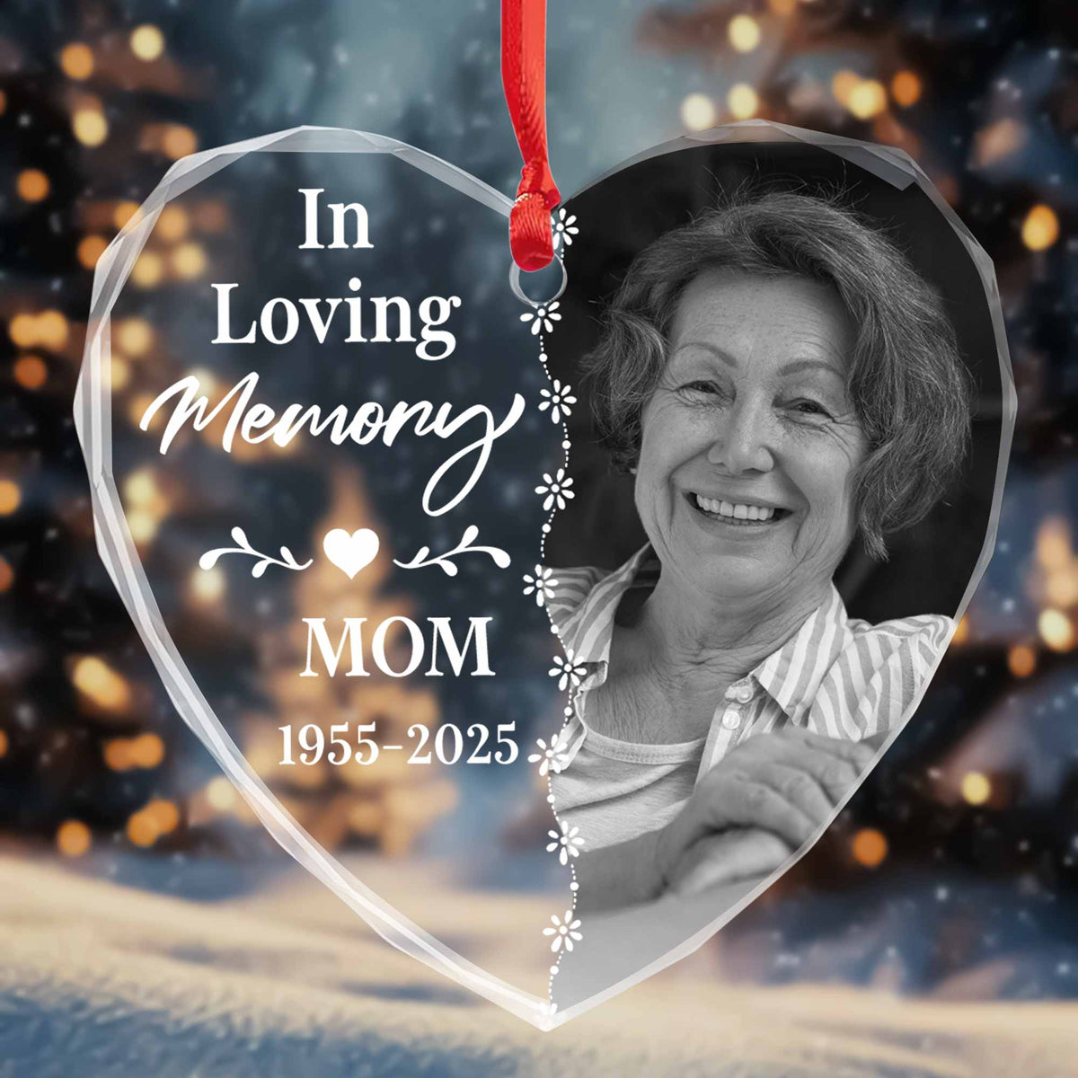 In Loving Memory Mom Heart And Flowers