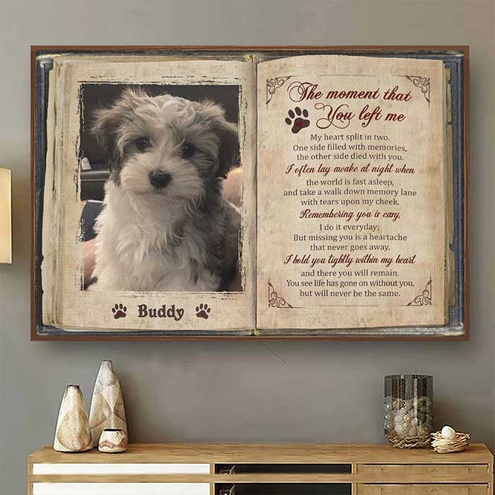 "The Moment That You Left Me" Personalized Pet Memorial Canvas – Sympathy Gift for Dog & Cat Loss