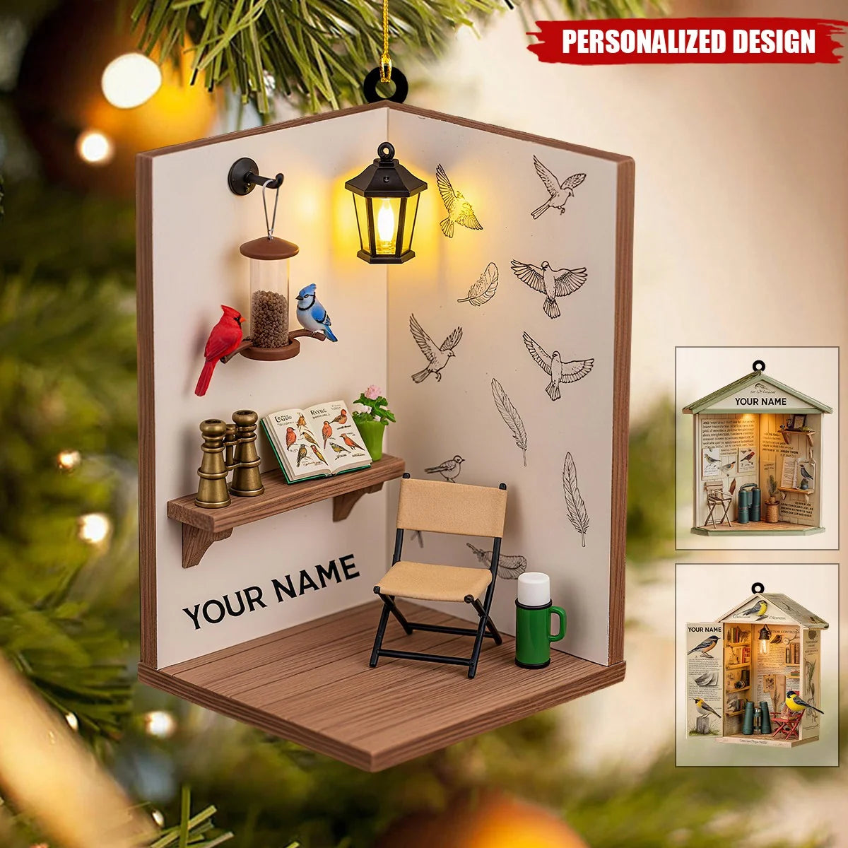 Personalized Birdwatcher Christmas Ornament - Custom Nature Bird Shed Keepsake Gift