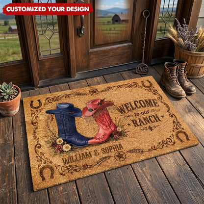 Doormat material and size view - Personalized Western Doormat