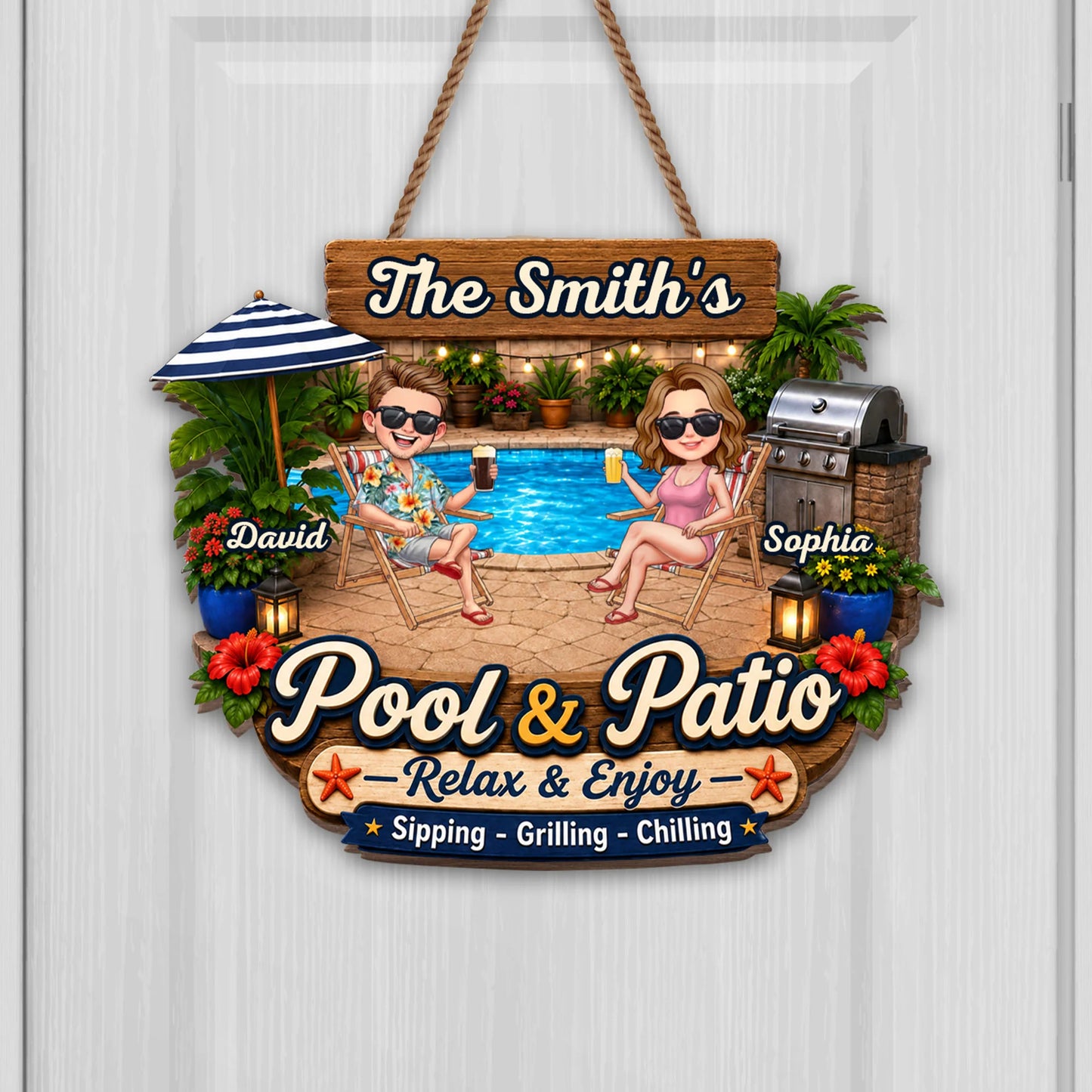 Personalized Pool And Patio Sign personalization view for Couples
