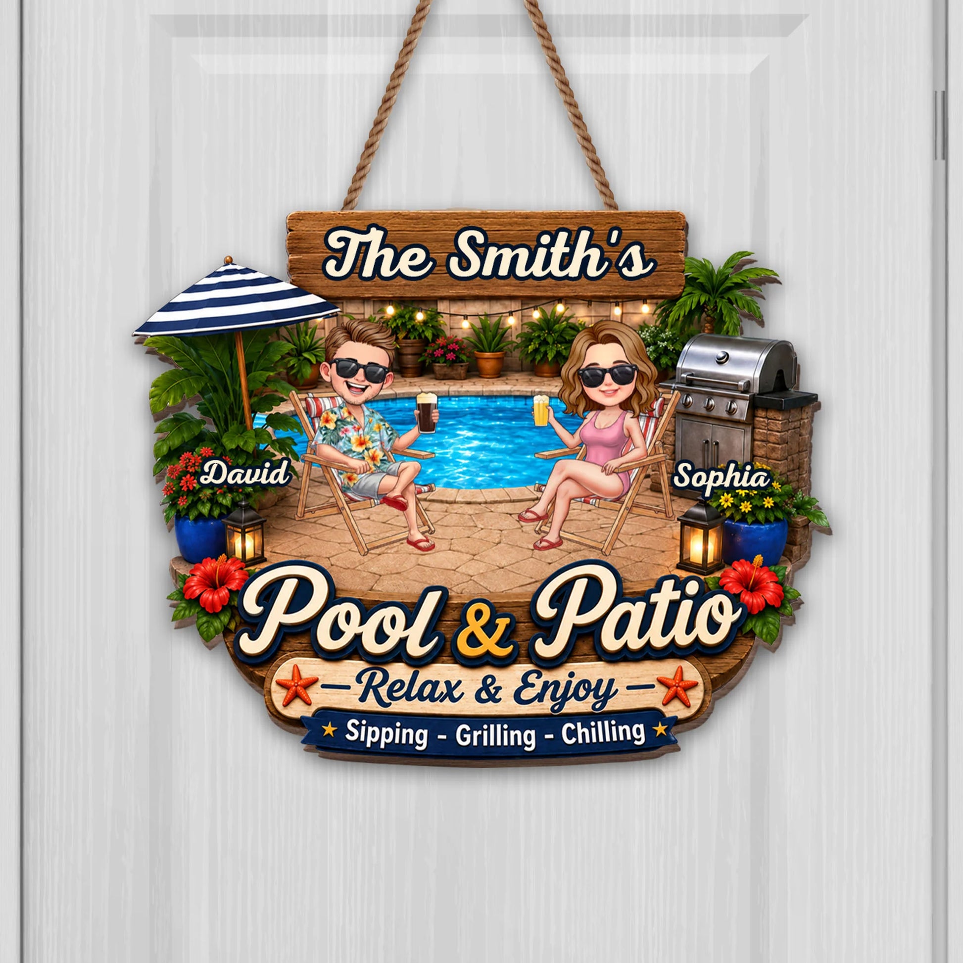 Personalized Pool And Patio Sign personalization view for Couples