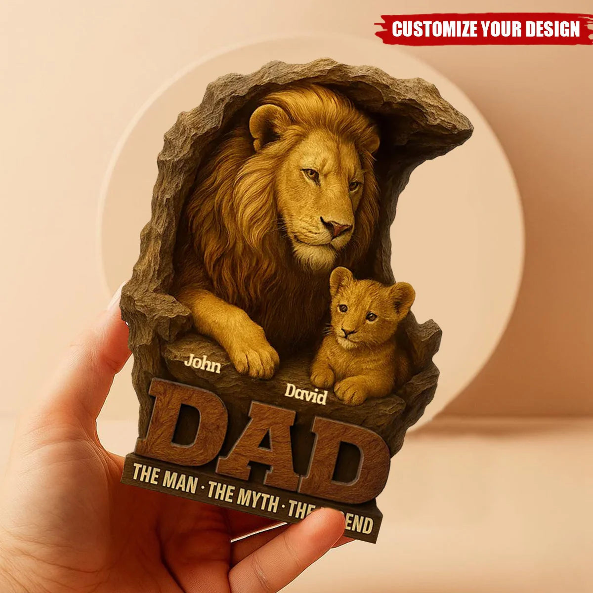 Personalized Lion Dad Plaque personalization view for Dad