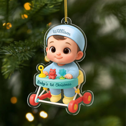 Baby's 1st Christmas Personalized Acrylic Ornament - Keepsake Gift for Newborn