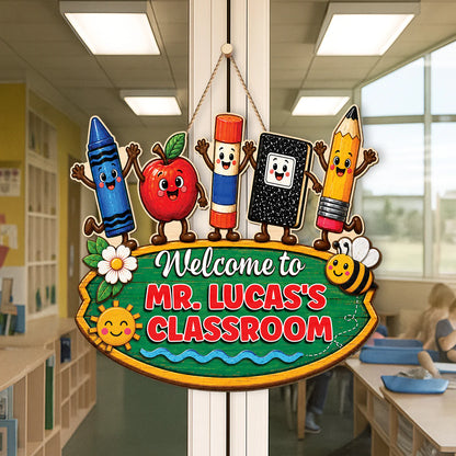 Personalized Teacher Classroom Wood Sign personalization view for Teacher