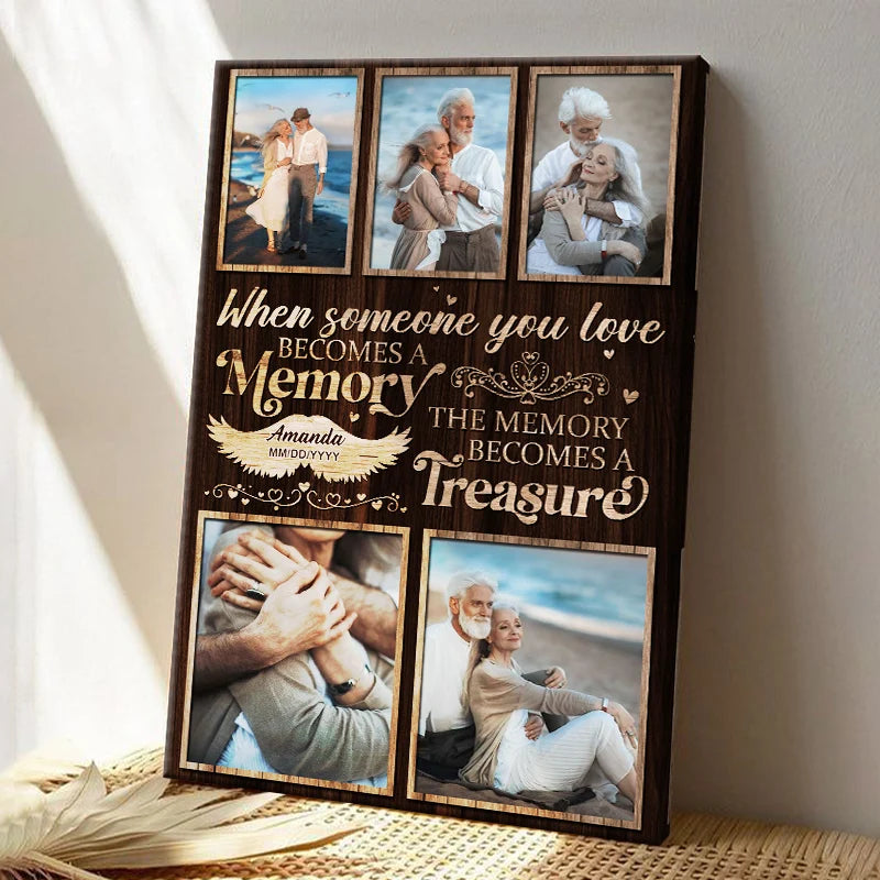 "When Someone You Love Becomes A Memory" Personalized Memorial Canvas / Poster - Custom Photo Loss Keepsake Gift for Family