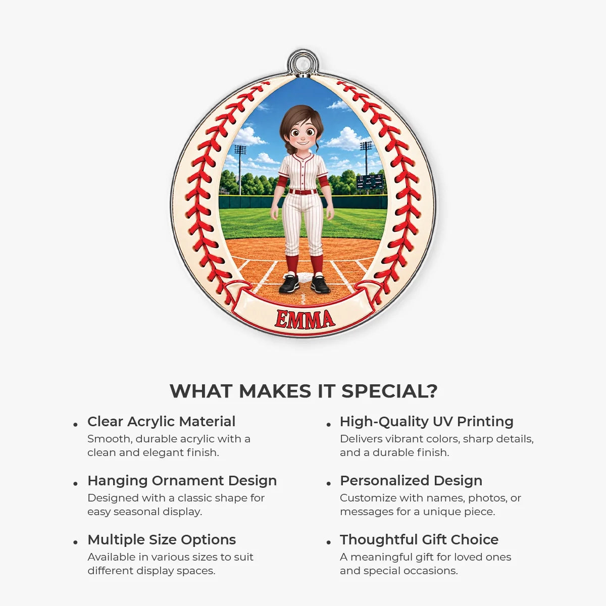 Personalized Sport Player Acrylic Ornament - Custom Keepsake for Youth Athletes