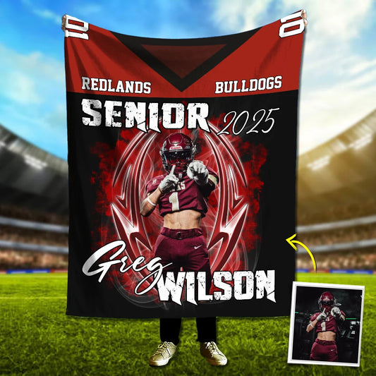 Custom Photo Football Jersey Blankets For Football Family Game Day Blankets A2110