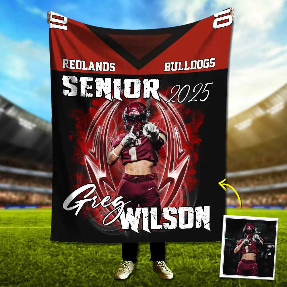 Custom Photo Football Jersey Blankets For Football Family Game Day Blankets A2110