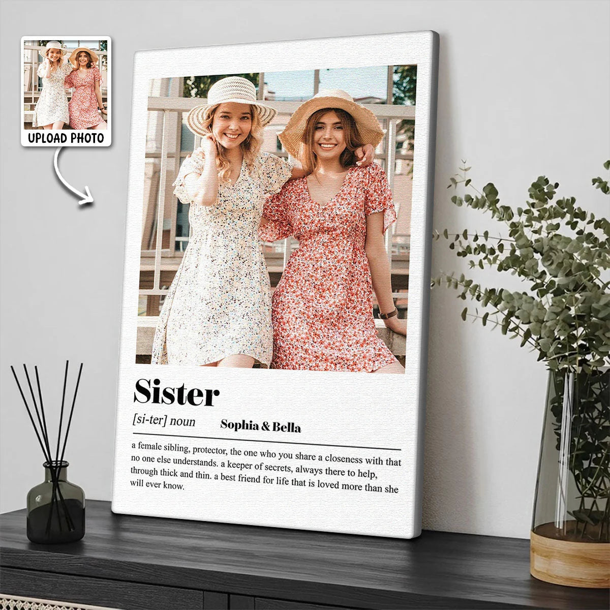 Sister Definition Personalized Canvas / Poster - Custom Photo Sister Wall Art Gift