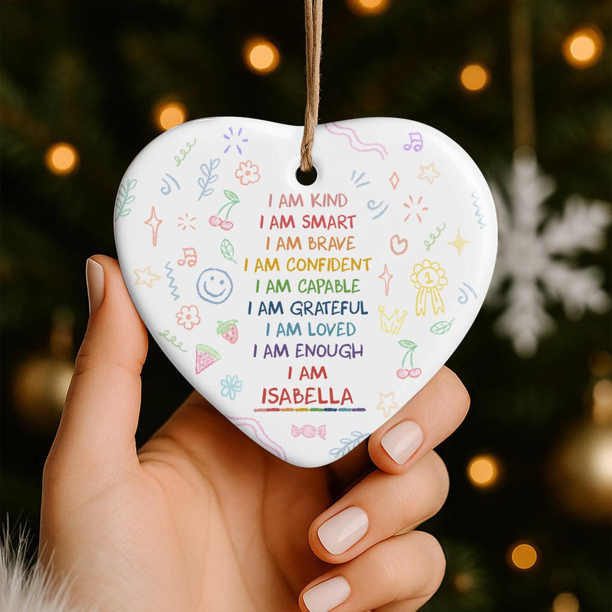 I Am Kind, I Am Smart, Heart Shaped Ornament