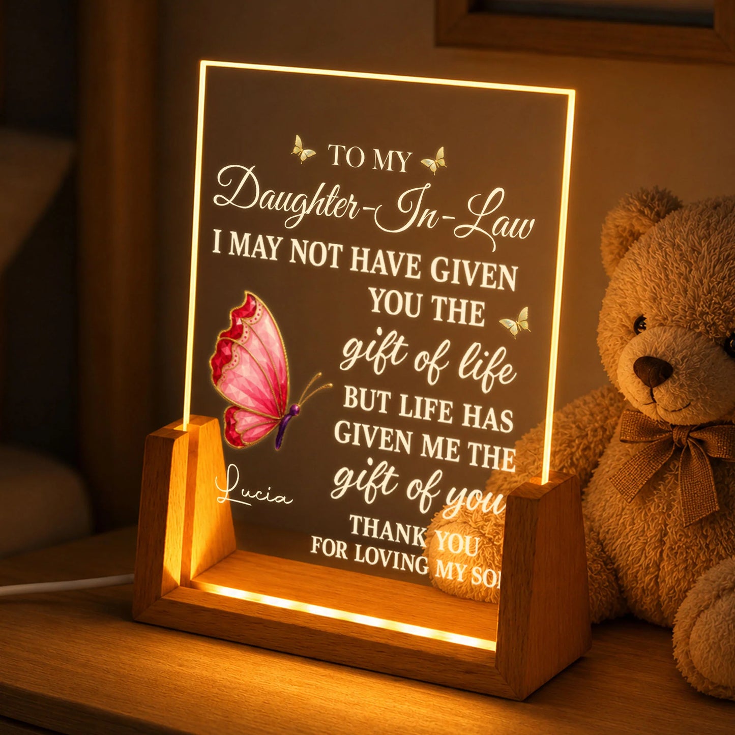 Night Light material and size view - Custom Daughter In Law Night Light