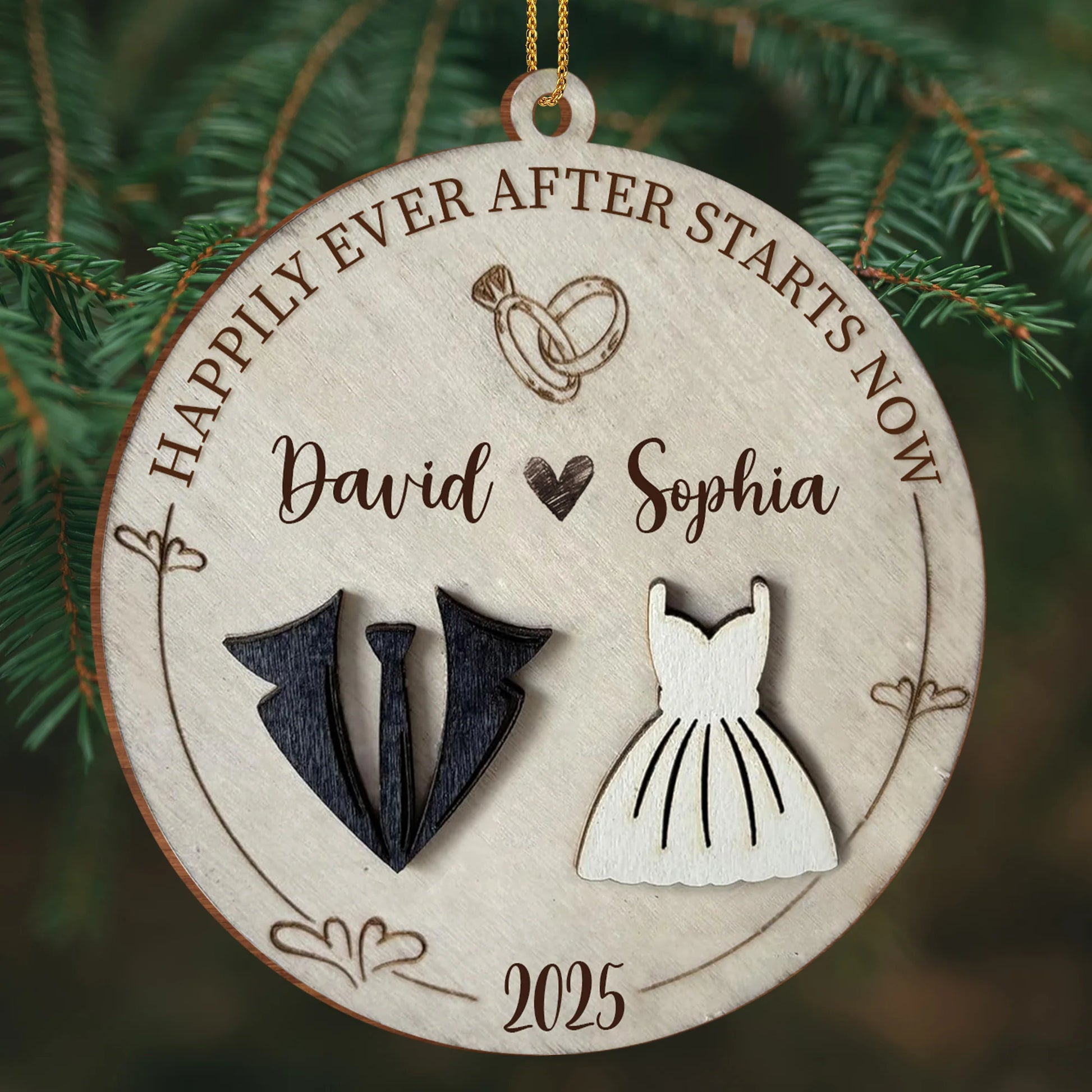 Wooden Ornament detail view for Couples