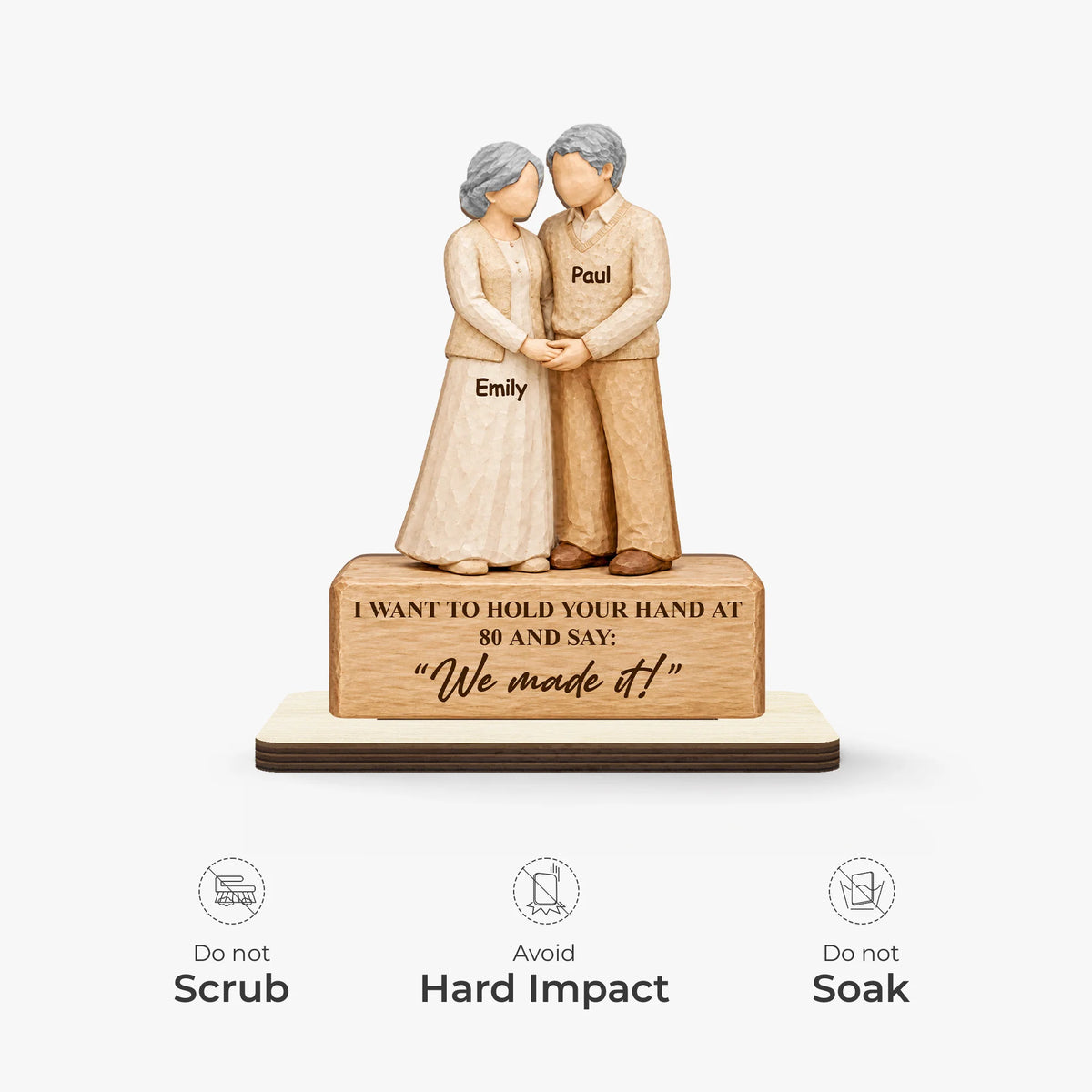 Hold Your Hand at 80 Personalized Wooden Plaque for Couples - Romantic Anniversary & Wedding Gift