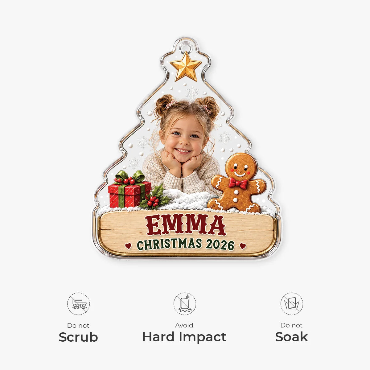 Custom Photo Christmas Acrylic Ornament - Personalized Baby Keepsake Tree Decor for Kids