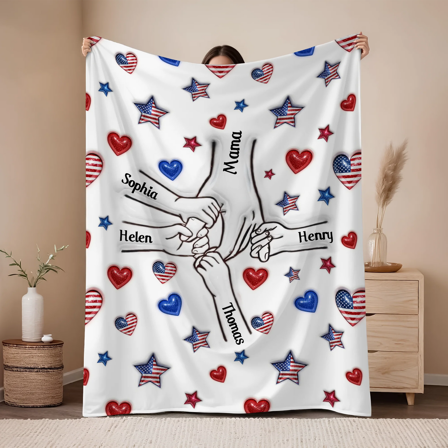 Forever Connected Hand in Hand - Personalized Family Blanket