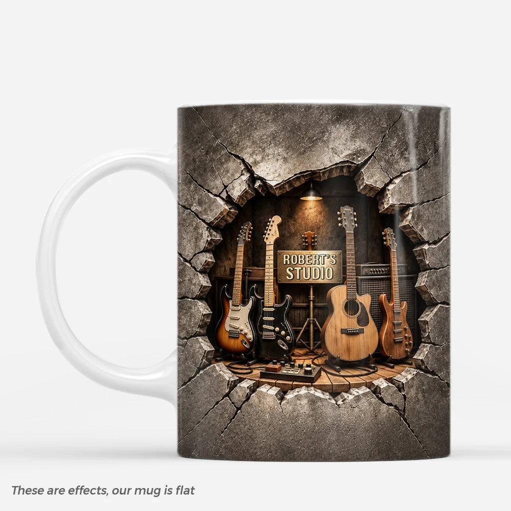 Guitar Studio Mug Personalized Ceramic Coffee Cup - Guitarist Rock Musician Gift for Music Lovers