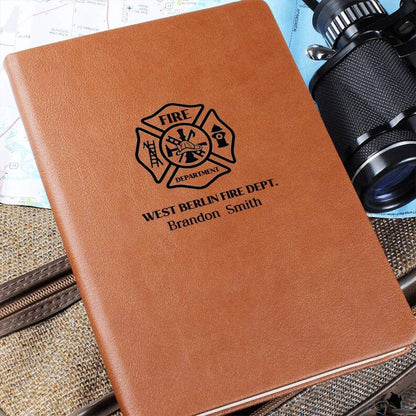 Personalized Firefighter Leather Journal - Custom Fireman Notebook & Station Keepsake Gift for Heroes