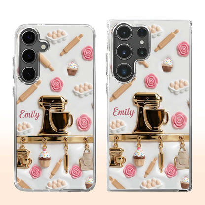 Baking Love With Kitchen Mixer And Cupcakes Design