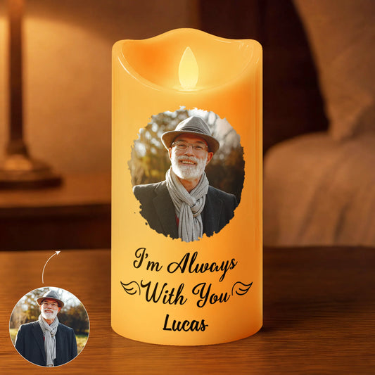 Forever In My Heart Personalized LED Candle - Custom Photo Memorial Keepsake Gift