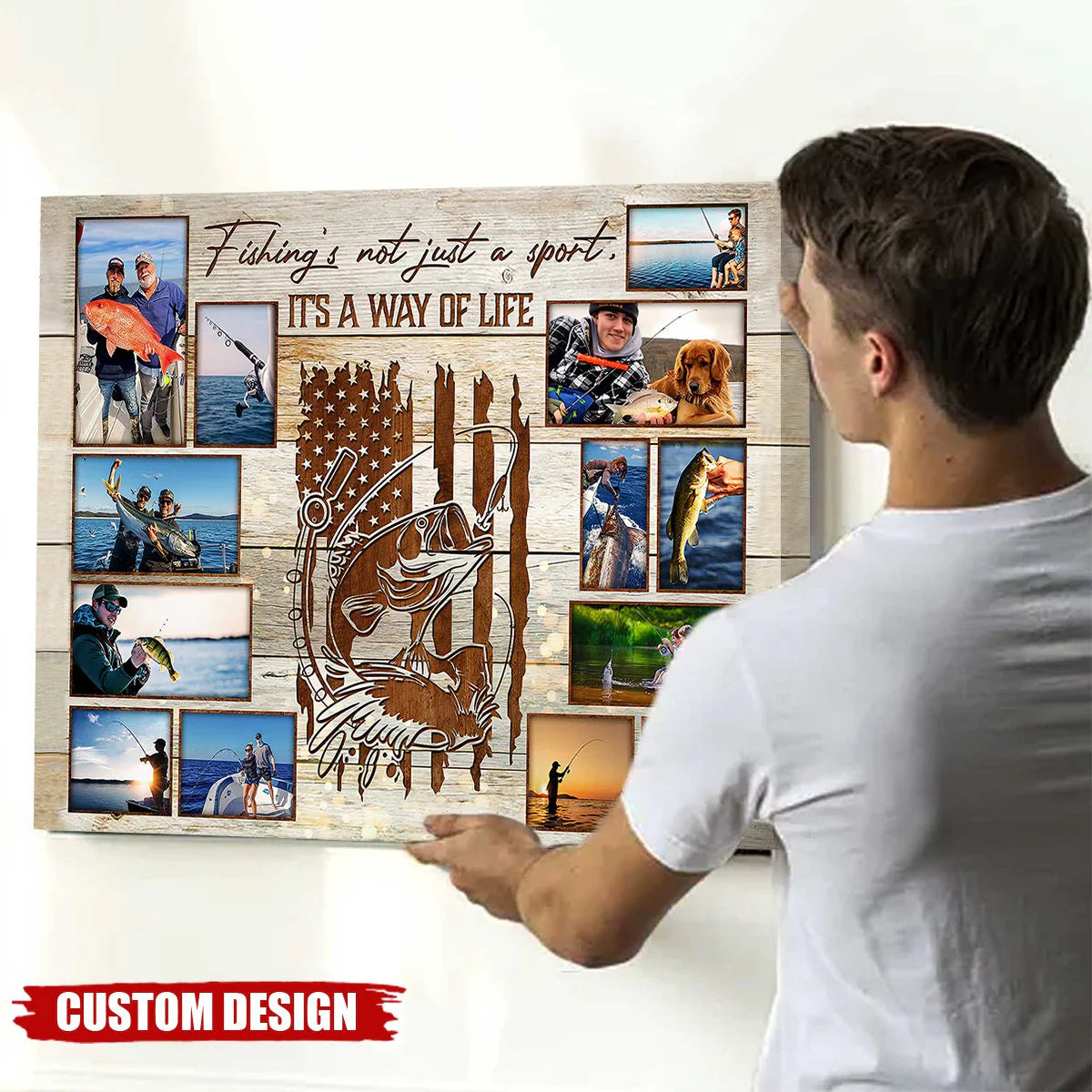 Canvas / Poster material and size view - Custom Fishing Photo Collage