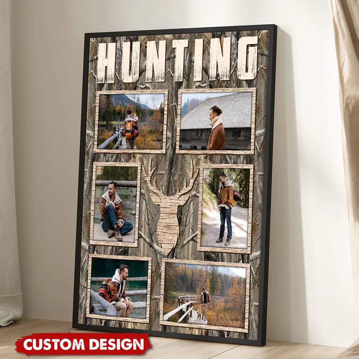 Custom Hunting Photo Collage Canvas personalization view for Dad