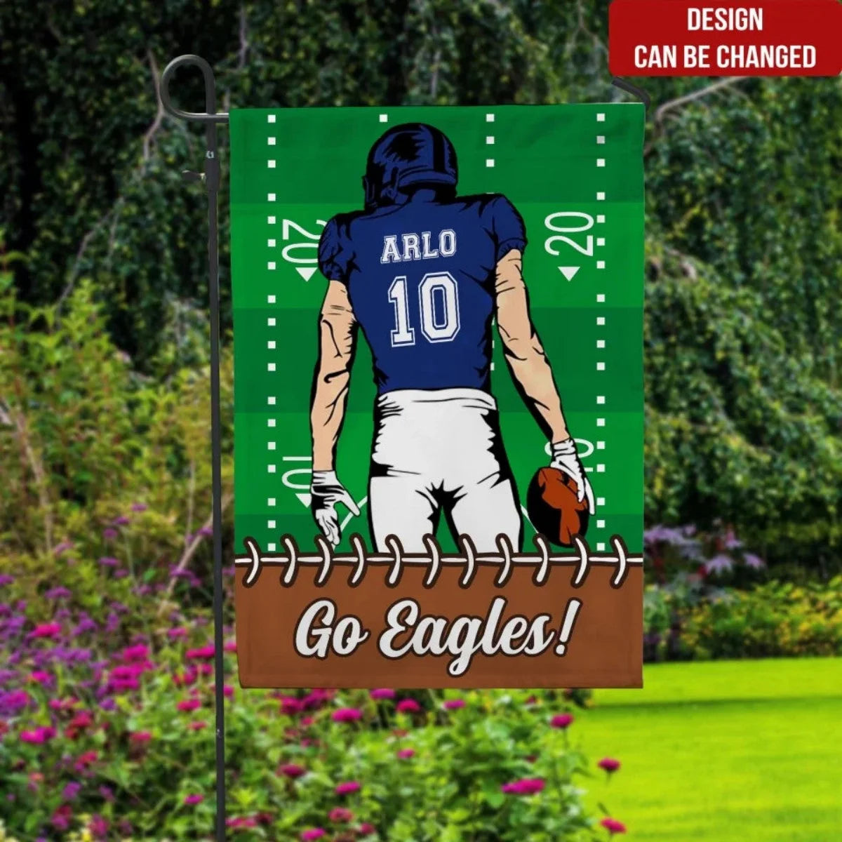 Game Day Custom Football Garden Flag - Personalized Player Name & Number Yard Sign