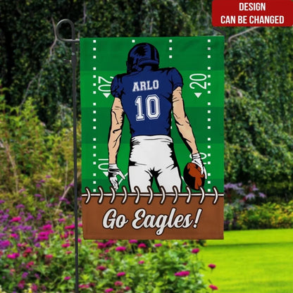 Game Day Custom Football Garden Flag - Personalized Player Name & Number Yard Sign