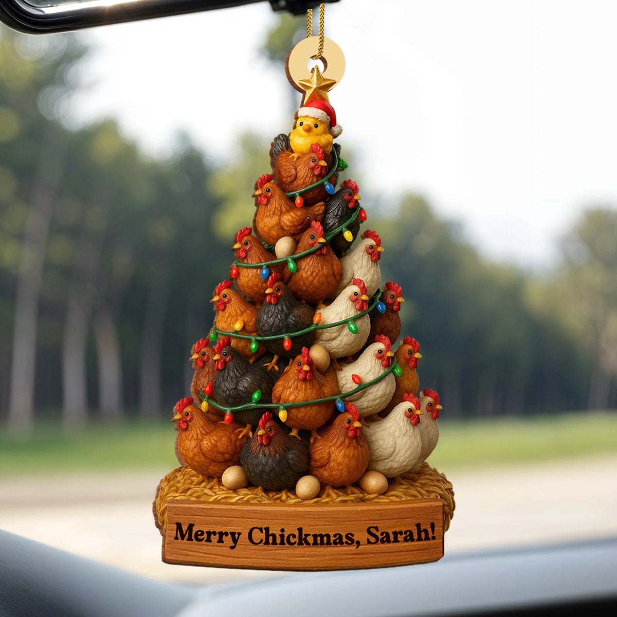 Merry Chickmas, Christmas Chickens Ornament