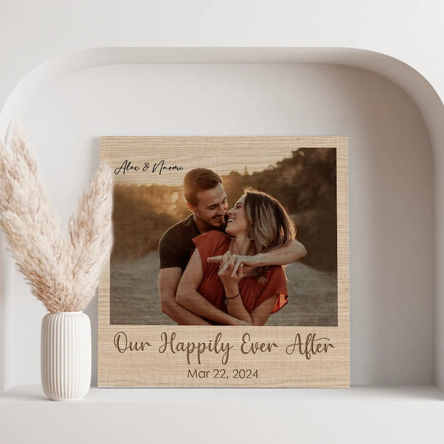 Our Happily Ever After Custom Square Canvas - Personalized Couple Photo Wall Art Gift