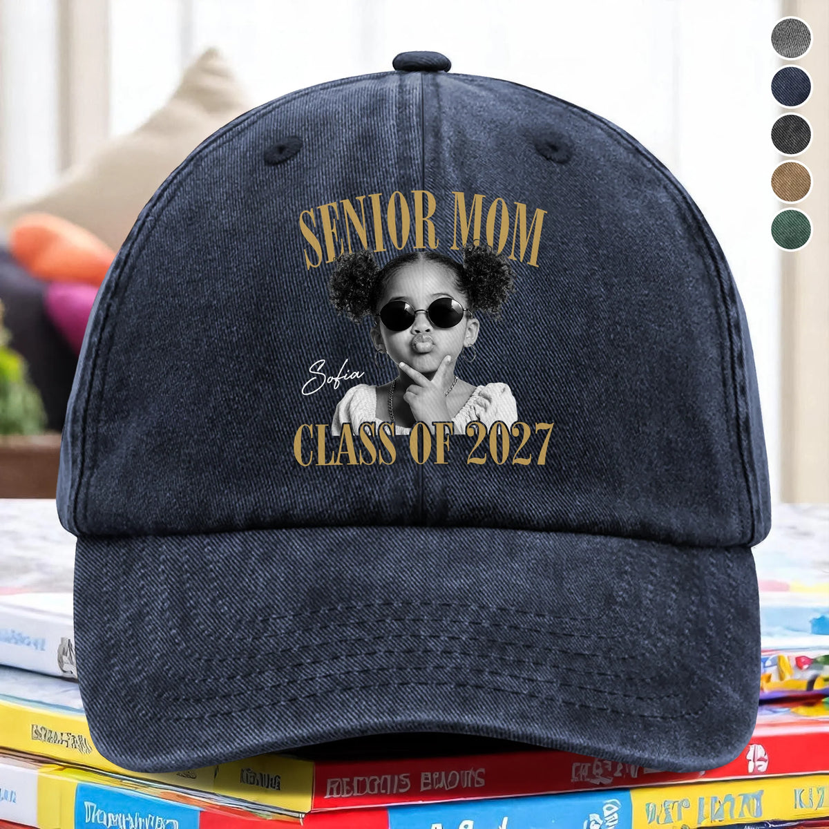 Senior Mom, Class of 2027 – Personalized Photo Baseball Cap, Mom Graduation Gift