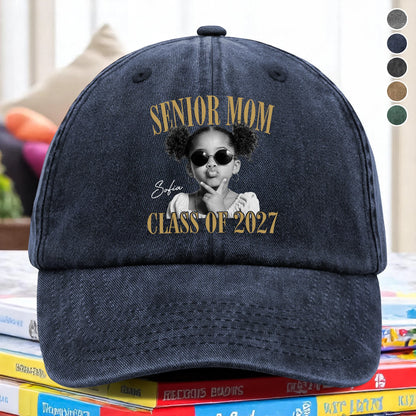 Senior Mom, Class of 2027 – Personalized Photo Baseball Cap, Mom Graduation Gift