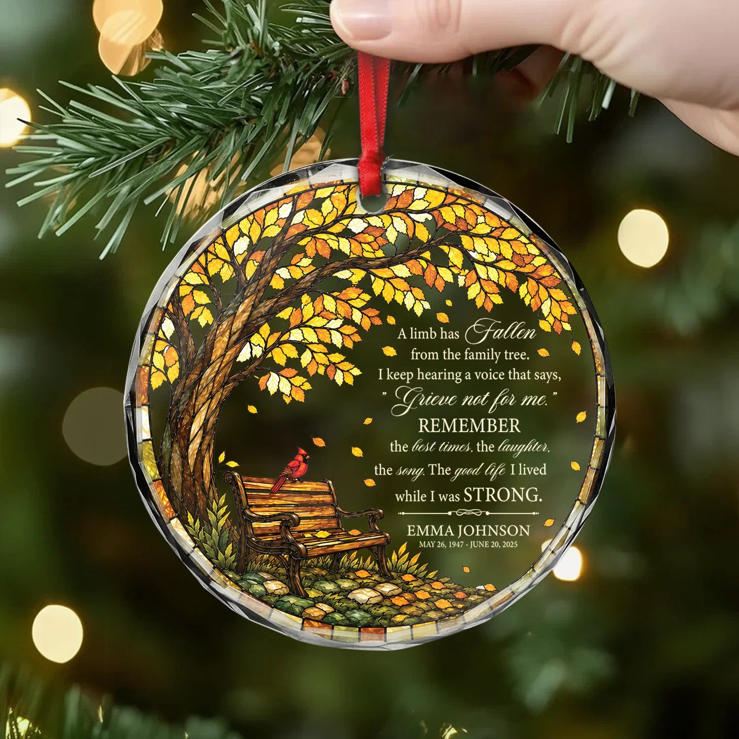 A Limb Has Fallen From The Family Tree - Personalized Memorial Glass Ornament Keepsake