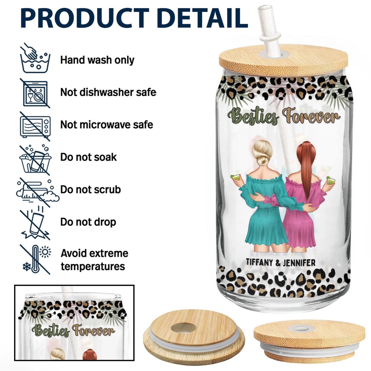 "10 Reasons Why You Are My Bestie" Personalized Glass Can - Custom Birthday Gift for Best Friends