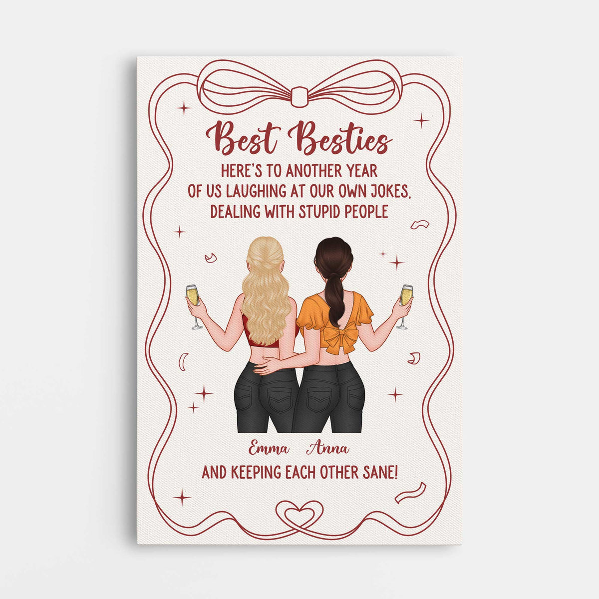 "Laughing at Our Own Jokes" Personalized Best Friend Canvas / Poster - Custom Birthday Keepsake Wall Art for Besties