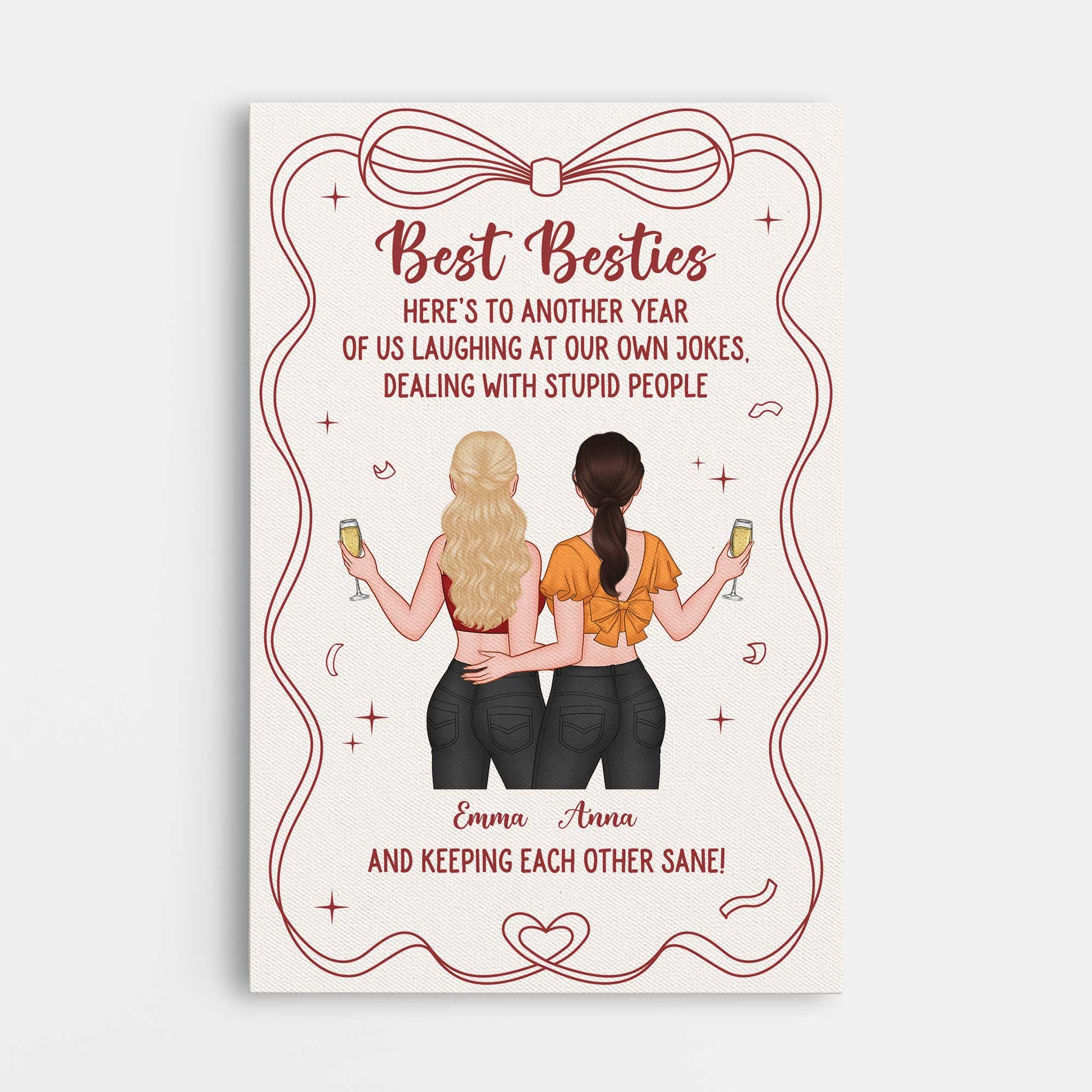 "Laughing at Our Own Jokes" Personalized Best Friend Canvas / Poster - Custom Birthday Keepsake Wall Art for Besties