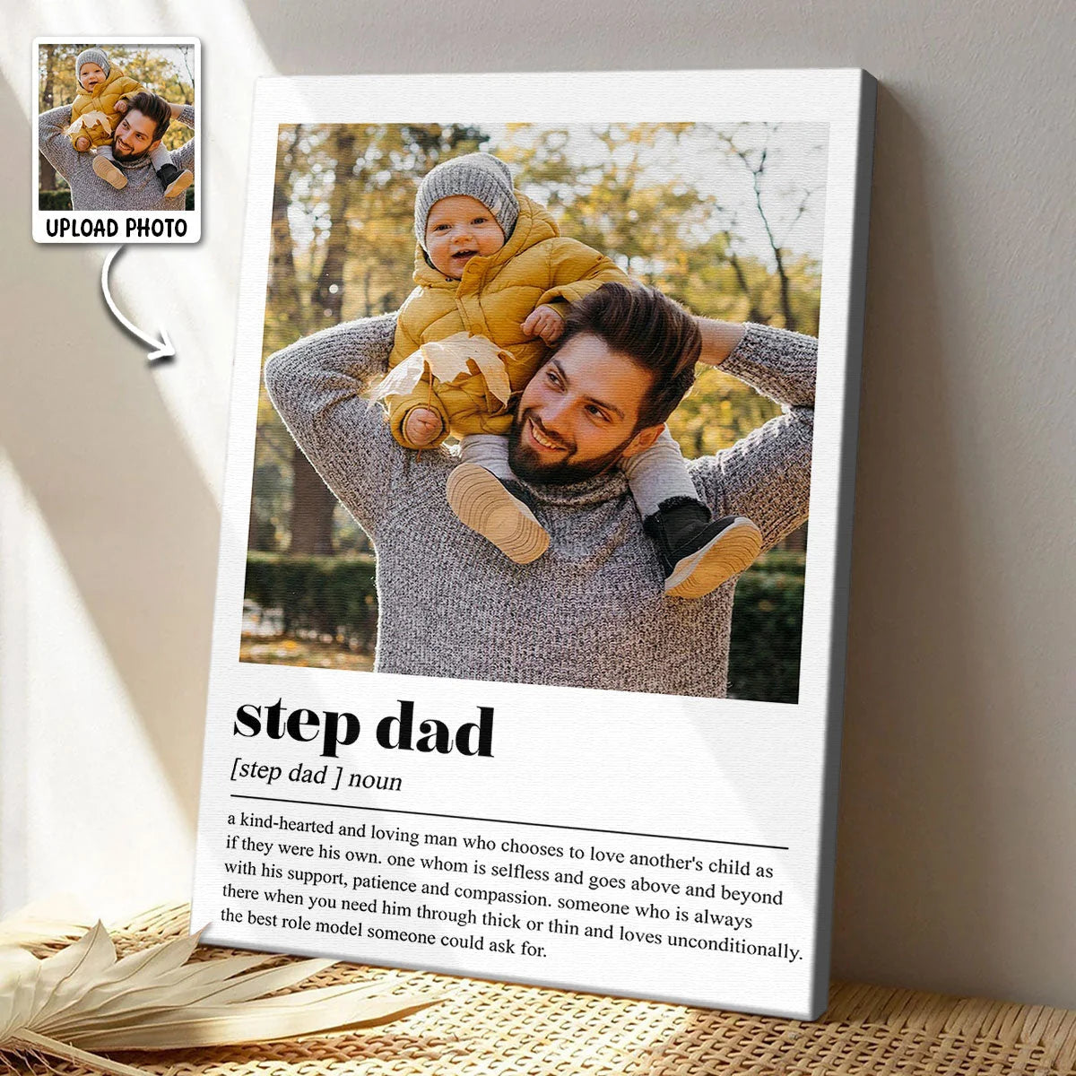 Step Dad Definition Personalized Canvas / Poster - Custom Photo Wall Art Gift