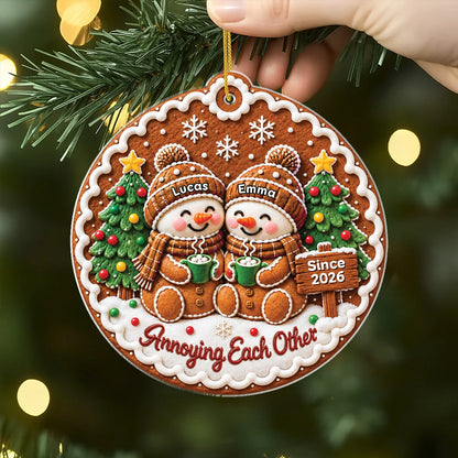 Growing Old Together Personalized Gingerbread Couple Acrylic Ornament - Custom Christmas Keepsake Gift
