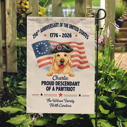 Personalized USA dog garden flag featuring custom patriotic pet designs for 4th of July outdoor yard decoration