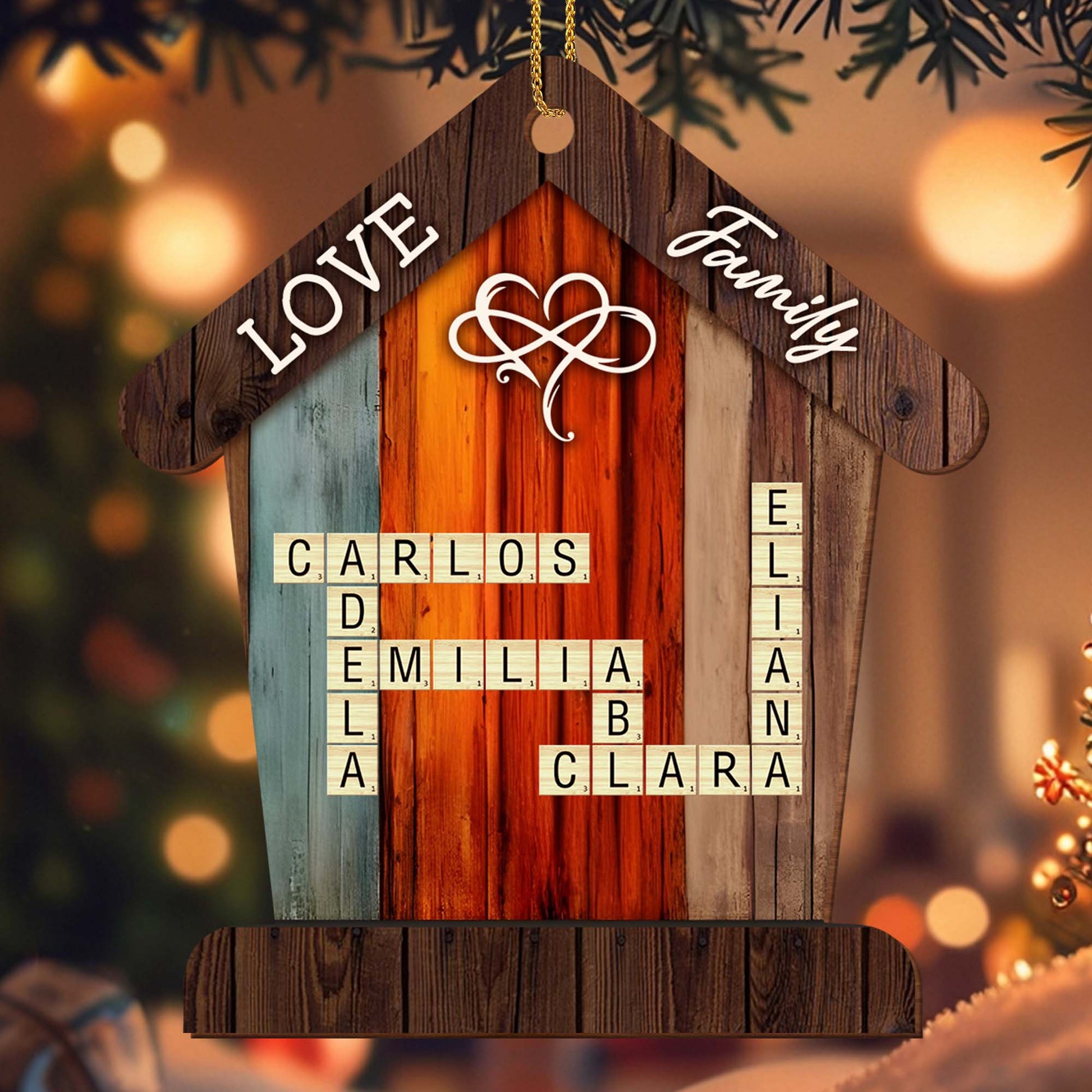 Personalized Family Wooden Ornament for Mom with personalized design details for meaningful gifting