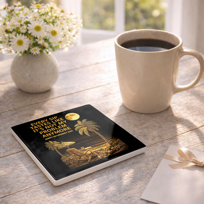 Ceramic Ornament material and size view - Personalized Retirement Ceramic Coaster