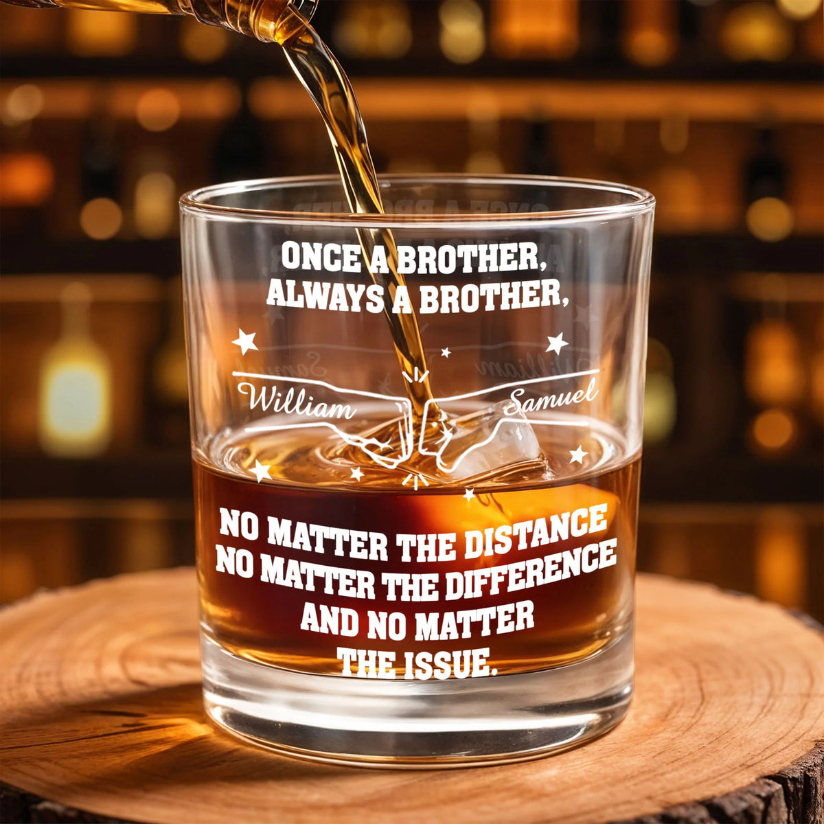 Once A Brother Always A Brother Personalized Whiskey Glass - Keepsake for Brother Sibling
