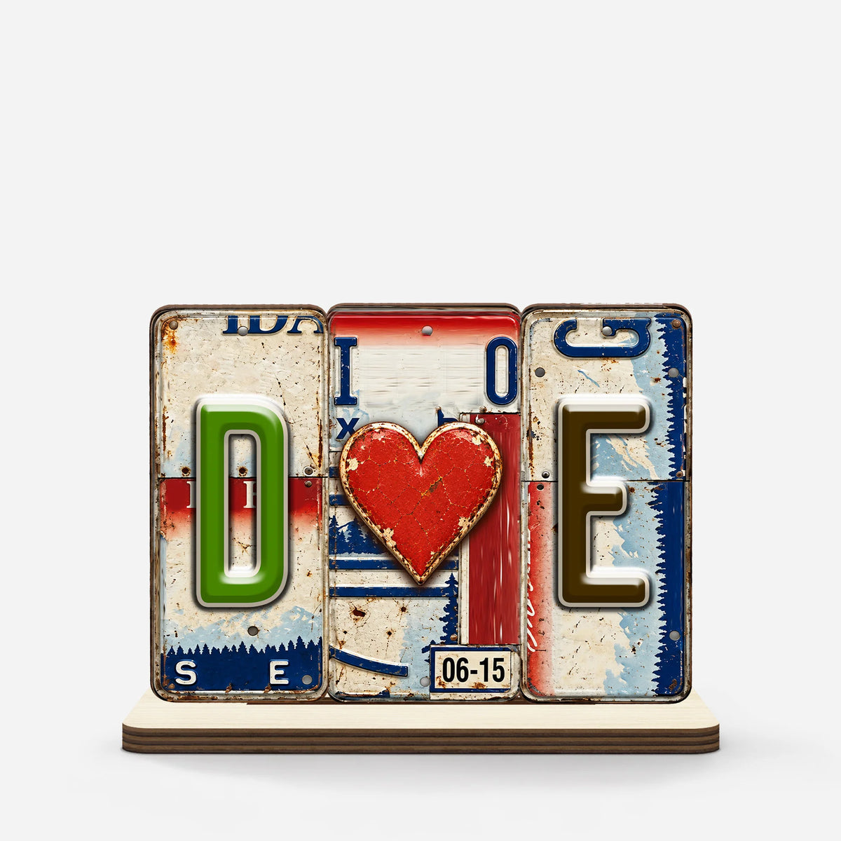 Custom Vintage License Plate Wooden Plaque - Personalized Couple Keepsake Gift for Anniversary