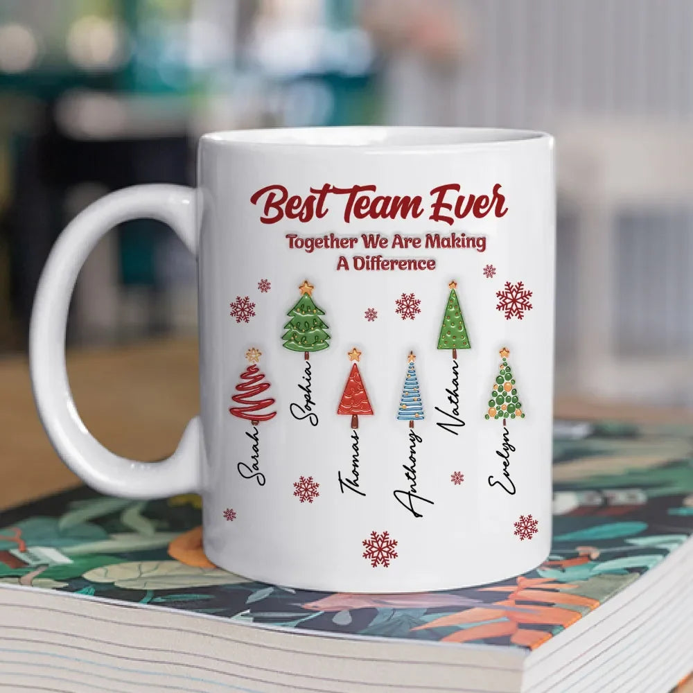 Best Team Ever Personalized Mug - Custom Christmas Coworker Coffee Cup Gift