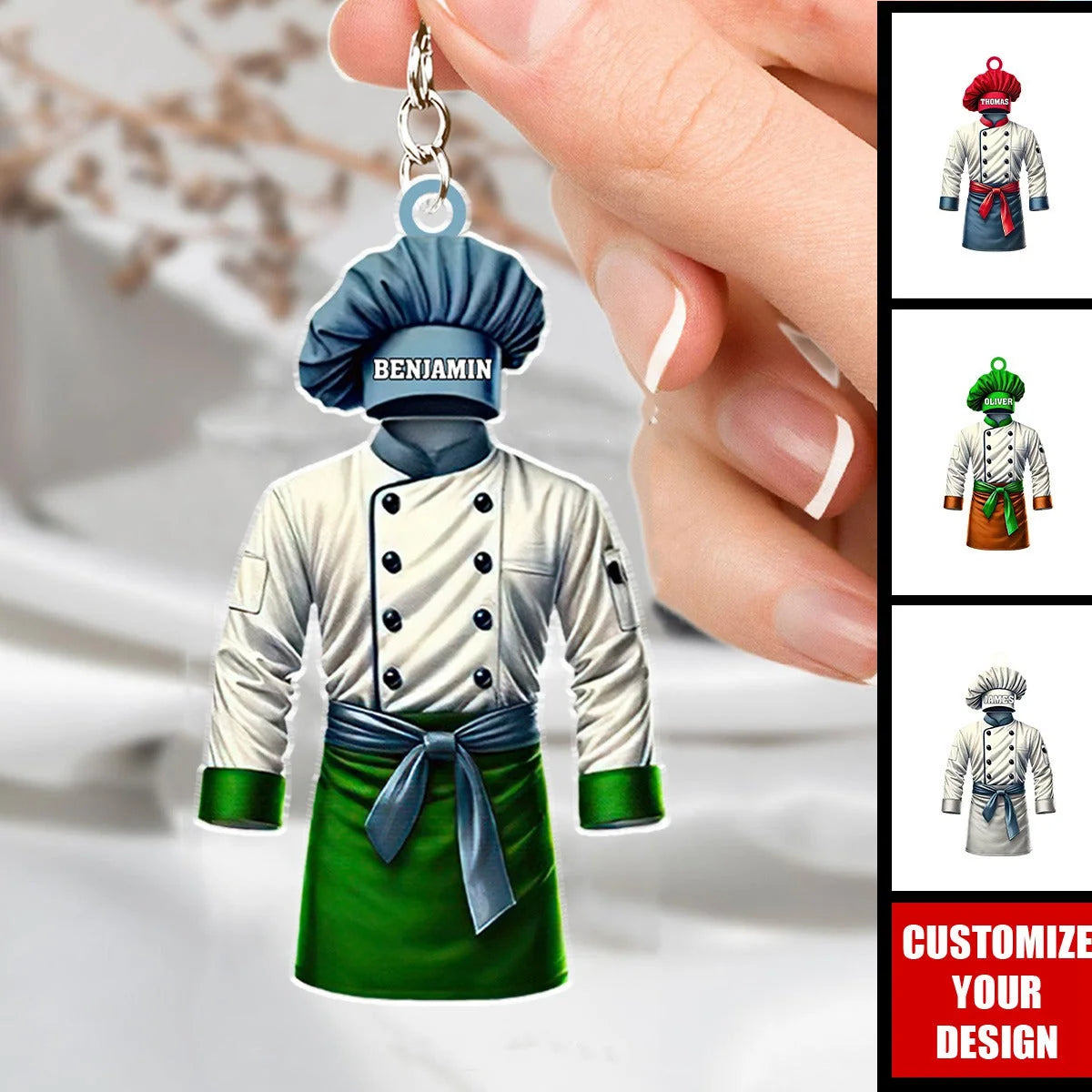 Custom Chef Coat Personalized Acrylic Keychain - Unique Birthday and Cooking Keepsake for Culinary Lovers