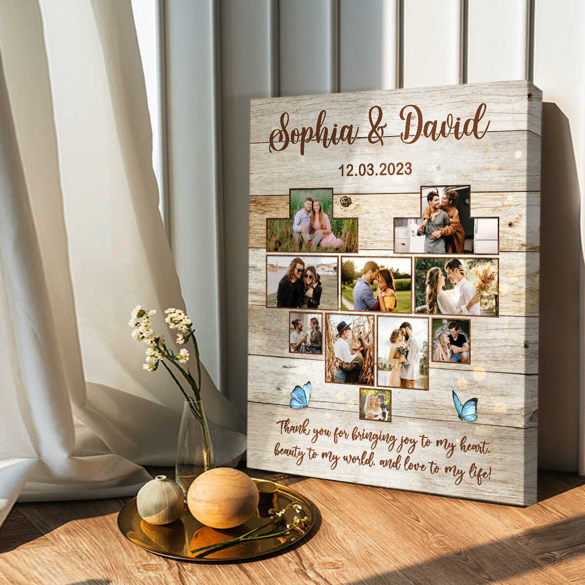 Thank You For Bringing Joy To My Heart - Personalized Photo Collage Canvas / Poster