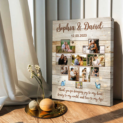 Thank You For Bringing Joy To My Heart - Personalized Photo Collage Canvas / Poster
