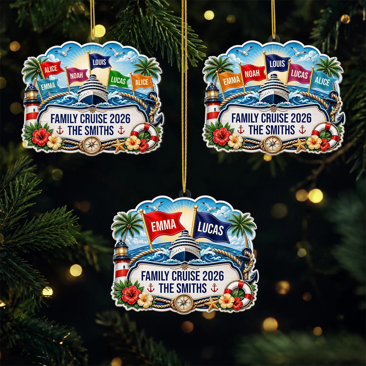 Family Cruise 2026 Personalized Acrylic Ornament - Custom Keepsake Gift for Family